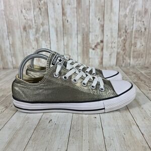 Converse All Star Metallic Gold‎ Sneakers Low Top Casual Shoes Women's Size 8